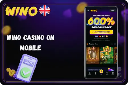 Casino Wino online on a mobile phone
