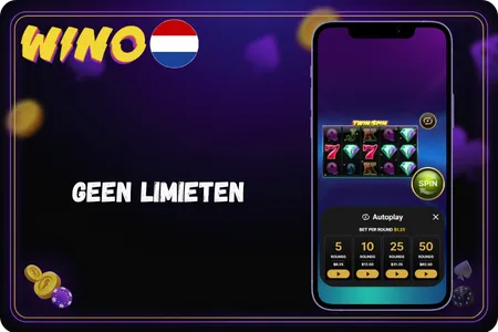 Twin Spin op een smartphone met het autoplay-menu voor 5, 10, 25 of 50 rondes
